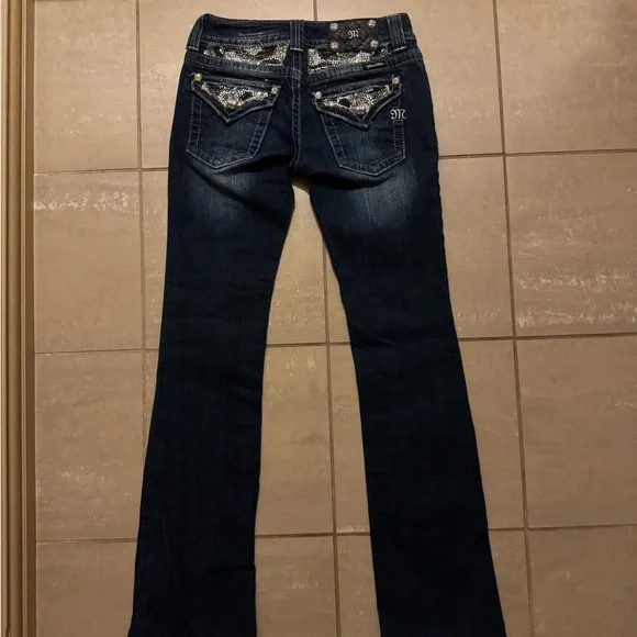 Miss Me Dark Indigo Bootcut Jeans with Fading - Picture 4 of 7